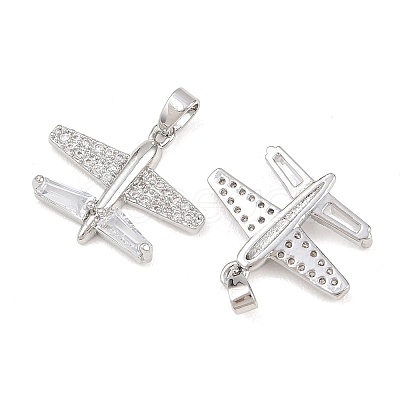 Brass Micro Pave Clear Cubic Zirconia Pendants KK-G549-18D-P-1