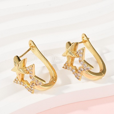 Brass Micro Pave Clear Cubic Zirconia Clip-on Earrings EJEW-F895-22A-G-1