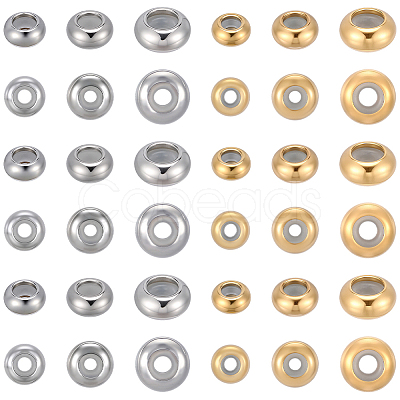 36Pcs 6 Styles 304 Stainless Steel Beads STAS-BBC0008-49-1