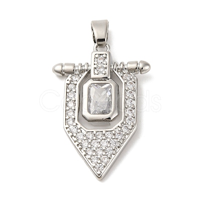 Brass Pendants with Cubic Zirconia KK-D536-16P-1