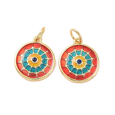 Flat Round Brass Micro Pave Cubic Zirconia Charms KK-G435-33G-02-1
