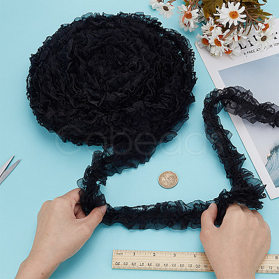 10M Double Layer Polyester Flower Elastic Lace Trim OCOR-DC0001-21B-1