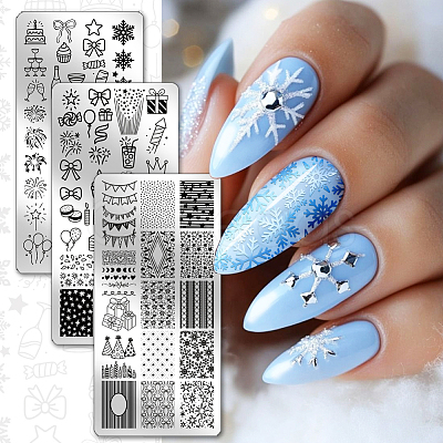 Stainless Steel DIY Nail Art Templates MRMJ-WH0092-198-1