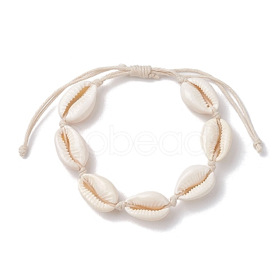 Natural Cowrie Shell Braided Bead Bracelets BJEW-JB10093-1