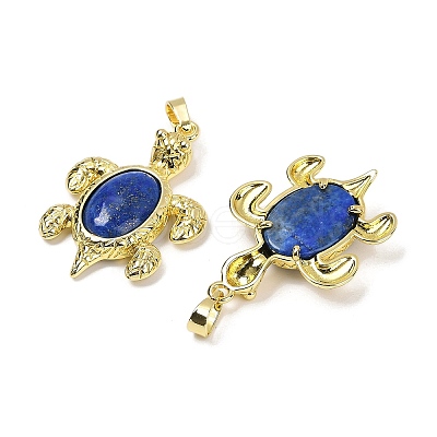 Dyed Natural Lapis Lazuli & Brass Pendants KK-F887-01G-16-1