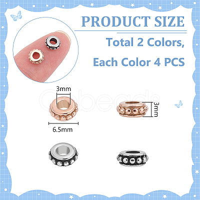 8Pcs 2 Colors 304 Stainless Steel Spacer Beads STAS-UN0059-54-1