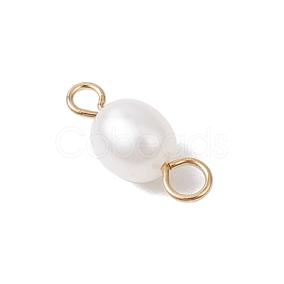 Natural Cultured Freshwater Pearl Rice Connector Charms PALLOY-JF04186-02-1