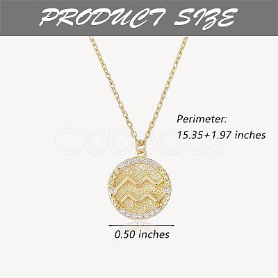 925 Sterling Silver 12 Constellation Necklace Gold Horoscope Zodiac Sign Necklace Round Astrology Pendant Necklace with Zircons Birthday Jewelry Gift for Women Men JN1089A-1