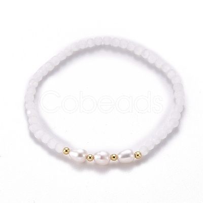 Faceted Glass Beaded Stretch Bracelets BJEW-JB05486-02-1