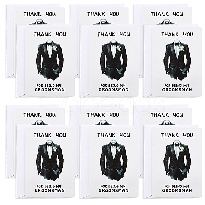 12Pcs Paper Wedding Thank You Card AJEW-GA0010-04-1