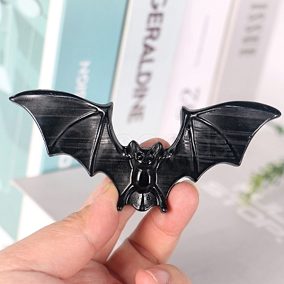 Natural Obsidian Carved Bat Figurines PW-WG8A6A6-01-1