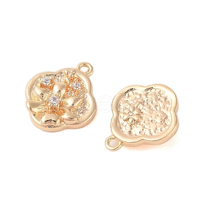 Brass Charms with Clear Glass KK-N254-57G-1