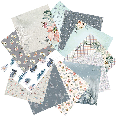 24Pcs 12 Styles Winter Forest Themed Scrapbooking Paper Pads WINT-PW0001-061-1