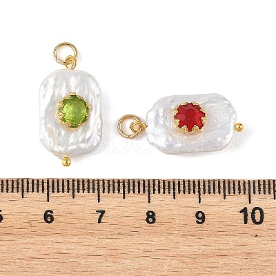Natural Baroque Keshi Pearl & Glass Pendants PALLOY-JF05928-01-1