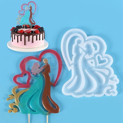 Lovers Shape Food Grade Silhouette Silicone Lollipop Molds DIY-D069-06-1