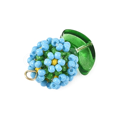 Glass Seed Beaded Pendants PALLOY-MZ01395-04-1