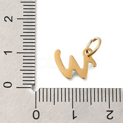Ion Plating(IP) 304 Stainless Steel Enamel Alphabet Charms STAS-F308-02G-W-1