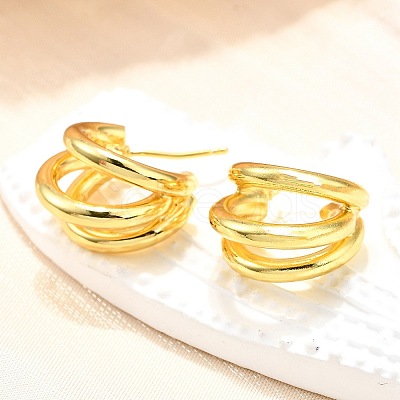 Brass Half Hoop Earrings EJEW-A056-09G-1