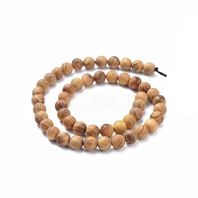 Natural Wood Beads Strands WOOD-F008-05-A-1