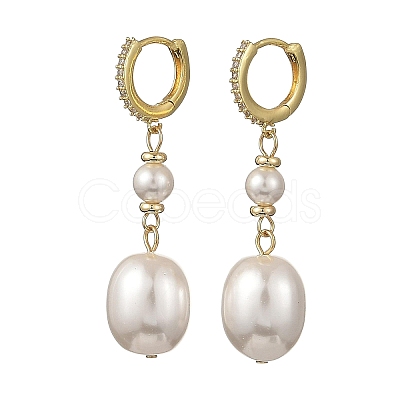 Oval Shell Pearl Drop Earrings EJEW-JE07361-01-1