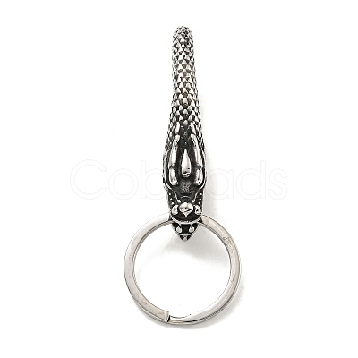 Tibetan Style 316 Surgical Stainless Steel Fittings with 304 Stainless Steel Key Ring FIND-Q101-23AS-1
