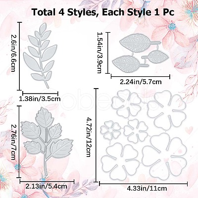 4Pcs 4 Styles Carbon Steel Cutting Dies Stencils DIY-GF0007-21-1
