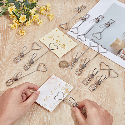 12Pcs 2 Styles Iron Heart Card Display Clip AJEW-OC0014-46-1