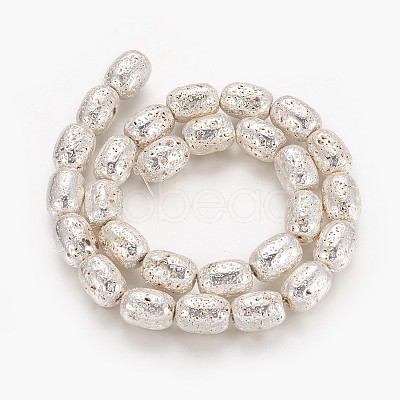 Electroplated Natural Lava Rock Beads Strands G-P400-12S-1