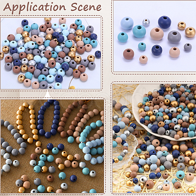 Baking Paint Wood Beads WOOD-SP0001-77B-1