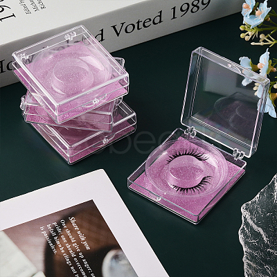 Portable Clear Rectangle Empty Eyelash Case CON-WH0086-077-1