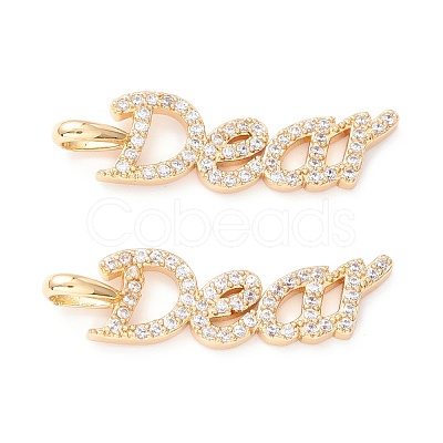 Brass Micro Pave Clear Cubic Zirconia Pendants ZIRC-Z019-33G-NR-1