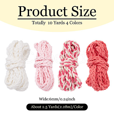 10 Yards 4 Colors Braided Flat Faux Suede Cord LW-TA0001-05-1