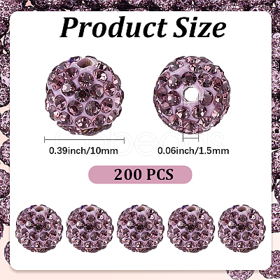 200Pcs Pave Disco Ball Beads RB-PA0001-11F-1