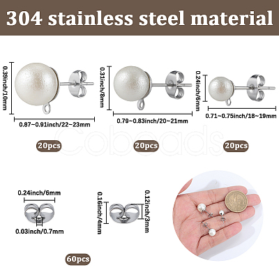 304 Stainless Steel Stud Earring Findings EJEW-SP0001-17C-1