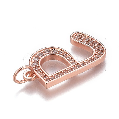Brass Micro Pave Clear Cubic Zirconia Pendants ZIRC-Z008-39RG-1