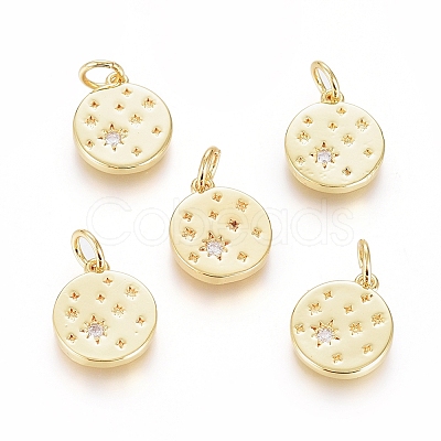 Brass Micro Pave Cubic Zirconia Pendants X-ZIRC-G166-16G-1