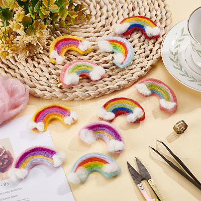 10Pcs 5 Colors Handwork Felt Needle Felting Rainbow Ornaments AJEW-BC0001-98-1