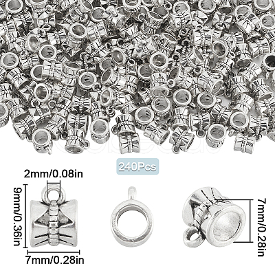 240Pcs Tibetan Style Alloy Tube Bails TIBE-SP0001-09AS-1