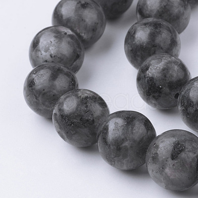 Natural Black Larvikite Bead Strands G-G735-57-12mm-1