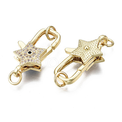 Brass Micro Pave Cubic Zirconia Lobster Claw Clasps KK-Q769-034-NF-1