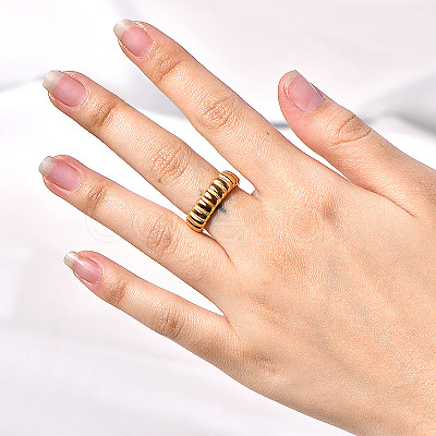 Wave Texture 304 Stainless Steel Finger Rings WGA78FE-03-1