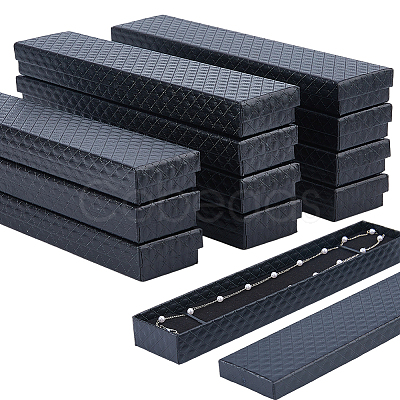 15Pcs Rhombus Textured Cardboard Jewelry Necklace Boxes CBOX-DC0001-01C-1