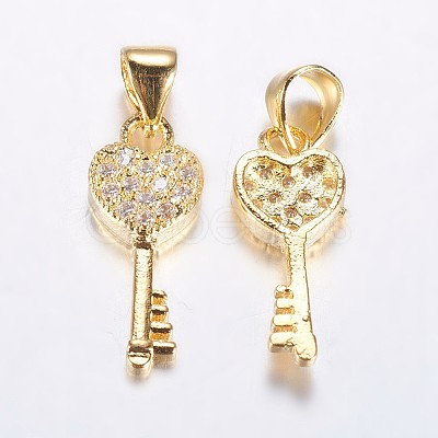 Long-Lasting Plated Brass Micro Pave Cubic Zirconia Pendants X-ZIRC-F069-45G-1