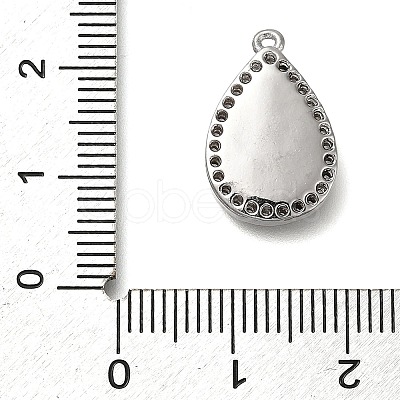 Rack Plating Brass Micro Pave Clear Cubic Zirconia Pendant Cabochon Settings KK-NH0001-16P-1