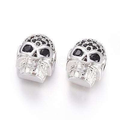 Brass Micro Pave Cubic Zirconia Beads ZIRC-G166-42P-1