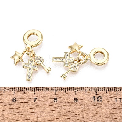 Brass Micro Pave Clear Cubic Zirconia European Dangle Charms KK-N287-33E-G-1
