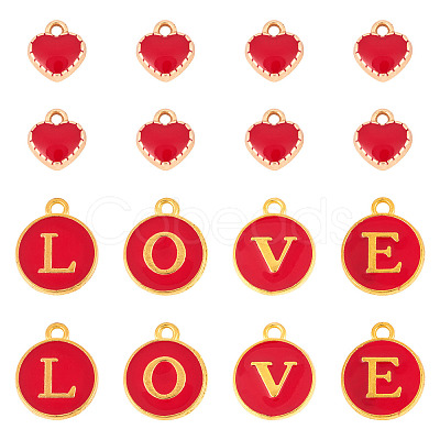 32Pcs 5 Styles Golden Plated Alloy Enamel Charms ENAM-TA0003-13B-1