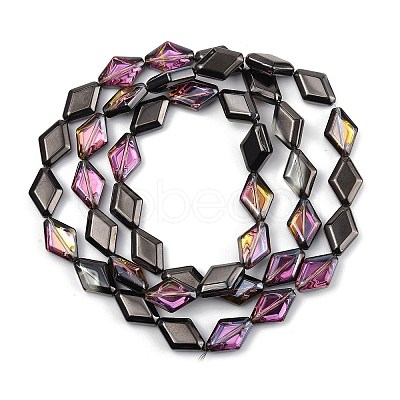 Electroplate UV Plating Glass Beads Strands EGLA-B010-01A-HP03-1