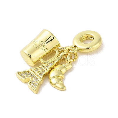Rack Plating Brass Micro Pave Clear Cubic Zirconia European Dangle Charms LS-KK-S380-26G-1