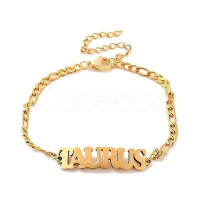 Constellation 202 Stainless Steel Figaro Chain Link Bracelets for Women Men AJEW-U006-01D-1